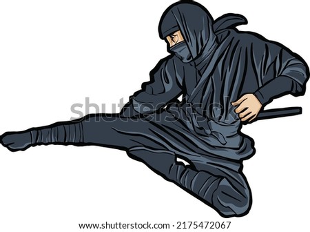 Ninja assasin jump kick attack