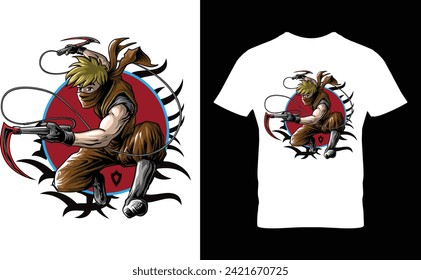 Ninja or assasin t-shirt design.Colorful and fashionable t-shirt design for men and women.