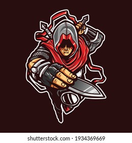 Ninja Assasins Mascot cartoon illustration