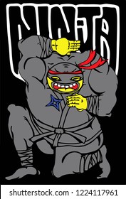 A Ninja assassin, hand drawn vector illustration.