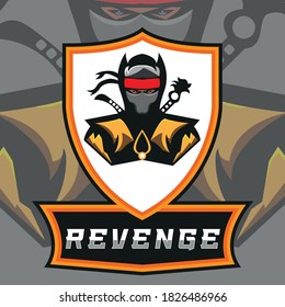 Ninja assassin mascot logo for  esport or gamer logo