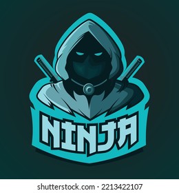 Ninja assassin mascot logo game for esport team vector