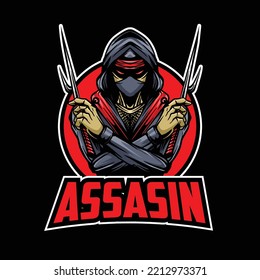 Ninja Assassin Mascot Logo Illustration