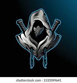 Ninja assassin mascot for sport and esport or gamer logo