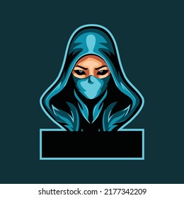 Ninja assassin mascot for sport and e-sport or gamer logo. Ninja e-sport mascot logo design.