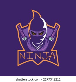 Ninja assassin mascot for sport and e-sport or gamer logo. Ninja e-sport mascot logo design.