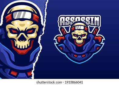 Ninja Assassin Skull E-sport Game Logo Template