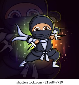 Die Ninja attackiert mit dem Logo der Trident-Esport-Maskottentafel