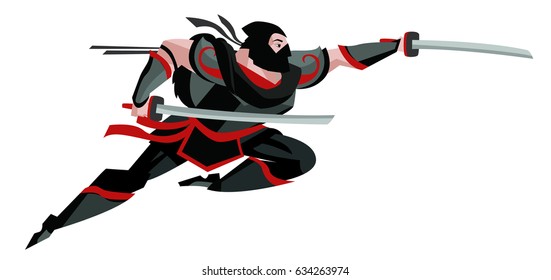 ninja attacking with two swords