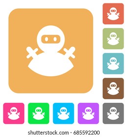 Ninja avatar flat icons on rounded square vivid color backgrounds.