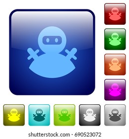 Ninja avatar icons in rounded square color glossy button set