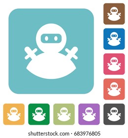 Ninja avatar white flat icons on color rounded square backgrounds