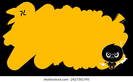 Fondo ninja con espacio de copia. Borde y marco de dibujos animados