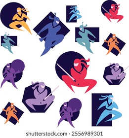 Ninja background, icons, wallpaper, illustrator, vektor, images