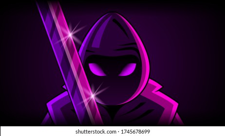 Ninja Background Vector Face Head People Warrior Samurai Blade Dark