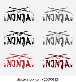 ninja bar concept vector design template