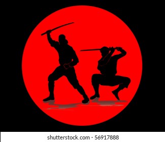 Ninja battling against a red circle
