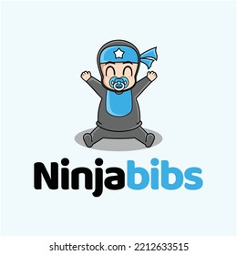 Ninja bibs character logo design