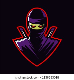 ninja in black background mascot design