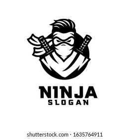 Ninja Black Circle Character Logo Icon Stock Vector (Royalty Free ...