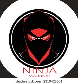 ninja in black costume wearing mask design illustrator