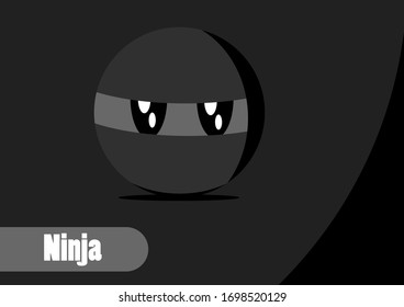 Emoticon negro Ninja con fondo