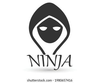 ninja negro logo iconos diseños vectorial