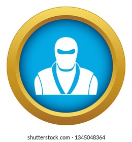 Ninja in black mask icon blue vector isolated on white background for any design