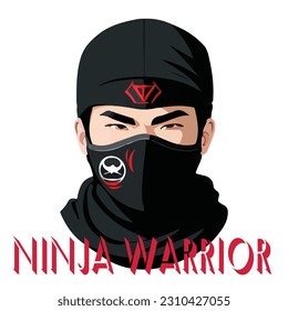 ninja in a black suite wearing mask vector illustrator