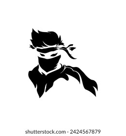 Ninja black and white logo design concept
