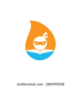 Plantilla de diseño de logotipo de concepto de forma de caída de libro Ninja. Icono vectorial del logotipo del libro ninja
