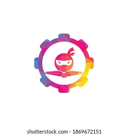 Ninja Buch-Design-Logo-Design-Vorlage. Ninja-Logo, Vektorsymbol buchen