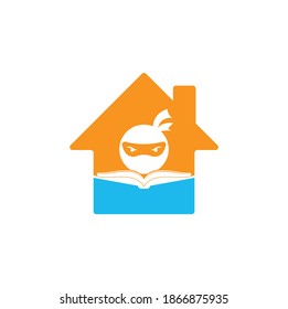 Ninja Buch Home Form Konzept Logo Design Vorlage. Ninja-Logo, Vektorsymbol buchen