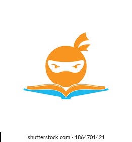 Ninja book logo design template. Book ninja logo vector icon