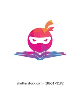 Plantilla de diseño del logotipo del libro Ninja. Icono vectorial del logotipo del libro ninja