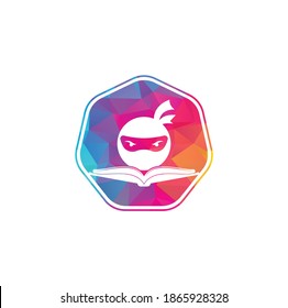 Plantilla de diseño del logotipo del libro Ninja. Icono vectorial del logotipo del libro ninja