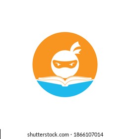 Ninja book logo design template. Book ninja logo vector icon