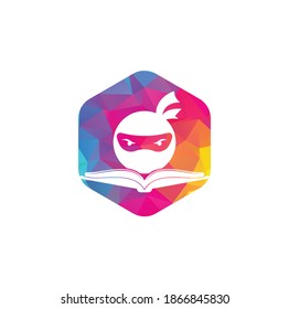 Plantilla de diseño del logotipo del libro Ninja. Icono vectorial del logotipo del libro ninja