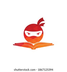 Ninja Buch Logo Design Vorlage. Ninja-Logo, Vektorsymbol buchen