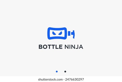 Ninja mit Flaschenlogo Design Vektorgrafik Silhouette Illustration