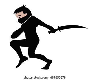 Ninja boy figure in flat style. Vector illustration
