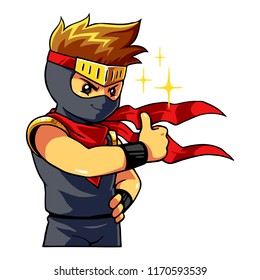 Ninja Boy Gives Thumb Up.
