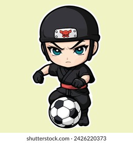 ninja boy sticker vector design