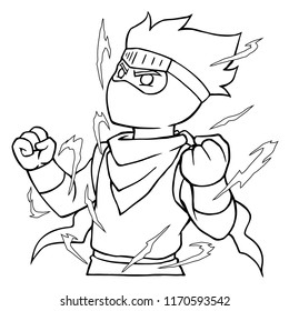 Ninja Boy Super Power Up BW.