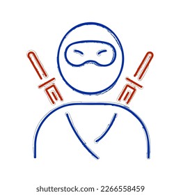 ninja brush on white background, vector illustration.
