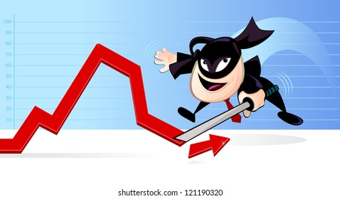 Ninja in business. Businessman dressed as ninja warriors, cuts indication of the negative balance in the business. - Shutterstock ID 121190320
