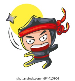 Ninja cartoon character design styles, vector illustration