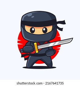 Ninja Cartoon Character Katana Sword Stock Vector (Royalty Free ...