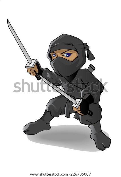 Ninja Cartoon Character Ready Fight Handle Stock Vector (Royalty Free ...