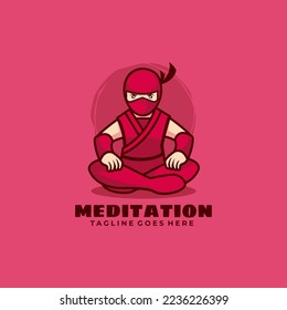 Ninja Cartoon Character Vector Illustration Logo Design Template